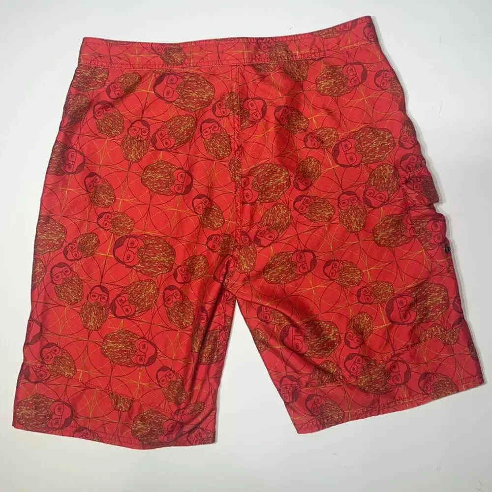Ambiguous Red board shorts swim trunks Bearded Man Design men’s small